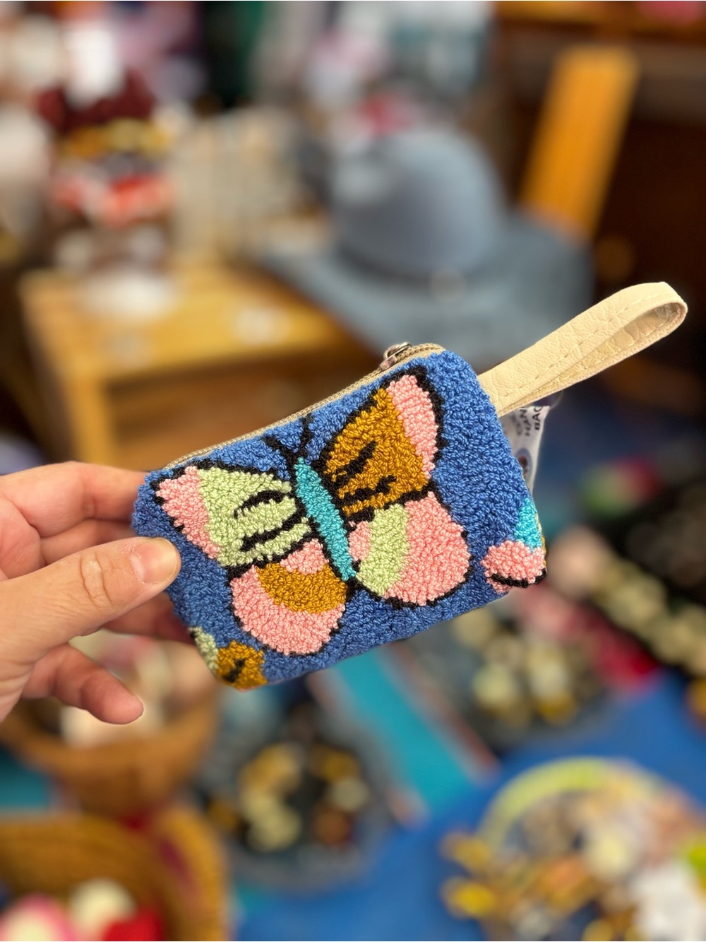 Butterfly Textured Wristlet Coin Purse in Blue